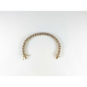 Stylish Gold Washed Sterling Silver 7 1/4" Long Faceted Pink Glass Link Bracelet